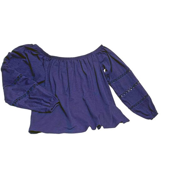 Lilly Pulitzer Katt Navy Off TheShoulder Blouson‎ Sleeve Top - Picture 7 of 8